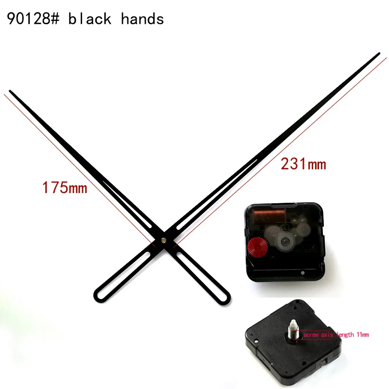 12888 Round Hole High Torque Movement Sweep 11mm screw axis Clock Accessory Quartz With 90128#Black Hands DIY Clock Kits