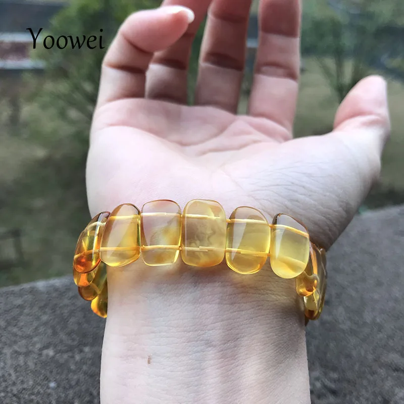 

Yoowei 10g Irregular Amber Bracelet for Gift Natural Genuine Beads Stretch Bracelet&Bangle Baltic Amber Women Jewelry Wholesale