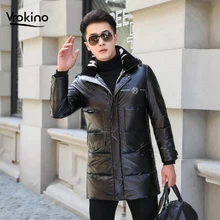 VROKINO бренд осень и зима стиль пуховик мужской длинный секционный мужской толстый теплый пуховик с капюшоном молодежное пальто
