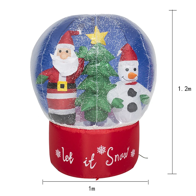 60cm/100cm Giant Santa Claus Christmas Tree Snow Globe Inflatable LED Toys Yard Outdoor Blow Up Decoration Christmas Party Prop 6