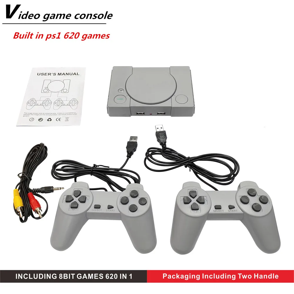 Handled TV Video Game Console For PS1 Video Game built in 620 Classic Action Games Double Gamepads Classic Retro game console