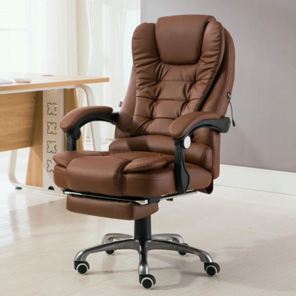  Home Office Computer Desk Boss Massage Chair With Footrest Armrest PU Leather Adjustable Reclining 