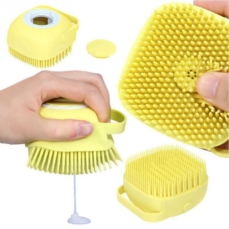 

Bath Brush Silicone Scrubber Dispenser Multifunction Bathroom For Babies Home Brush Bristles Large Filling Capacity