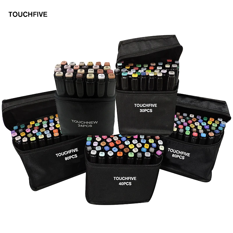 TOUCHFIVE 24 Вт 30 40/60/80 Цвета двойной головой Арт Набор маркеров на спиртовой основе