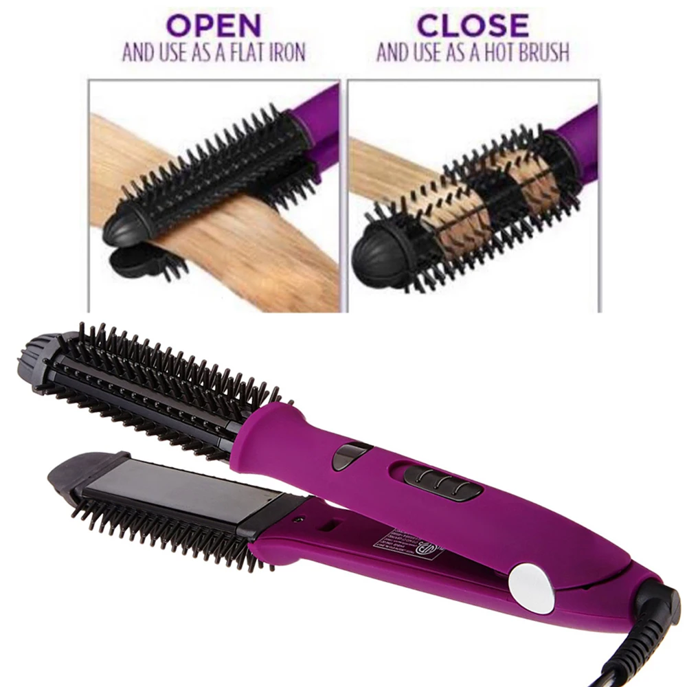 Hair Straightener Flat Iron Hair Curler Brush Electric Hair Comb Multifunctional Hair Crimper Curling Iron Looper Hair Style 2