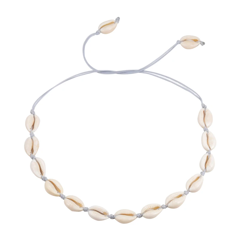 Necklace Gray shshd мода Лидер продаж, натуральное ожерелье, воротник чокер, бохо лето раковины браслет веревка цепочка женские браслеты ручной работы ожерелье ювелирные изделия Богемные аксессуары женщины подарок - Metal Color: Necklace Gray
