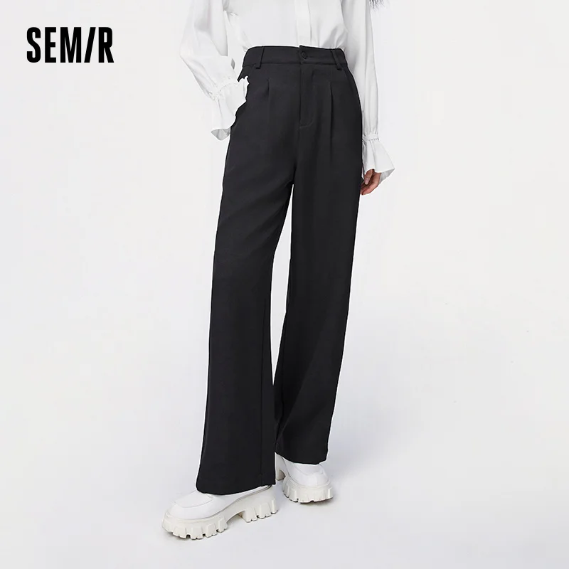 SEMIR Casual Pants Women Spring 2021 New Loose Wide-Leg Pants Slim Drape Mopping Pants Suit Trend