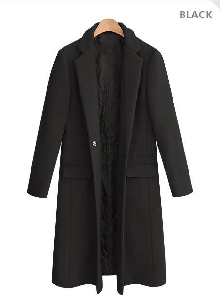 Красное, Черное длинное шерстяное пальто однотонное тонкое длинное шерстяное пальто и пиджак с одиночной пуговицей теплые женские пальто осень-зима