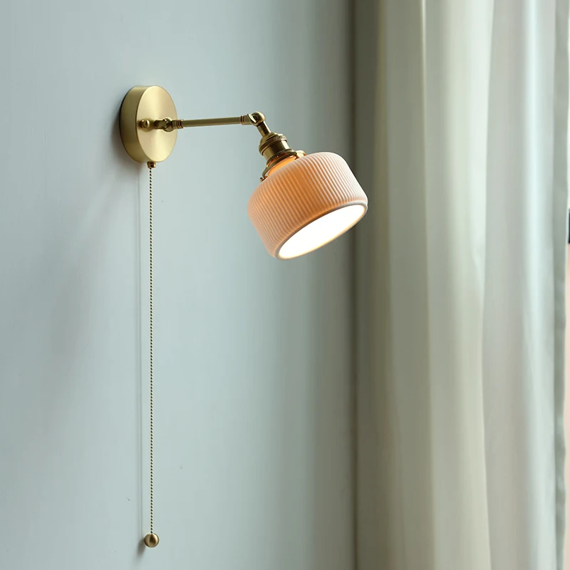 Ceramic Nordic Modern Wall Lamp Beside Pull China Switch Bathroom Mirror Stair Light Copper LED Wall Sconce Luminaria led wall lamp wall sconces light wall lamp