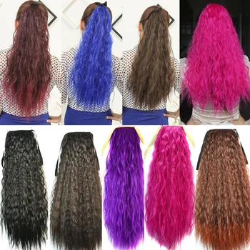 

24inch Kinky Curly Hair Clip In Pony Tail Drawstring Ponytail Synthetic Hair Extension Horse Hair on Hairpins