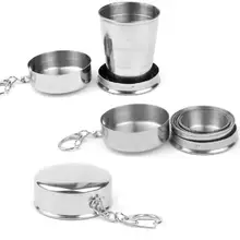 Нержавеющая сталь кемпинг складной брелок-чашка для путешествий на открытом воздухе Пеший Туризм Портативный чашки-термосы para agua, бутылка для воды, бутылка для воды FDH