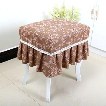 

cotton linen coffee/light blue/pink floral stool cover piano stool makeup stool cover bedside table cover height 20cm customized