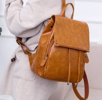 

Women Leather Black Backpack Satchel Rucksack Shoulder School Bag Waterproof Travel Bag Laptop For Teenage