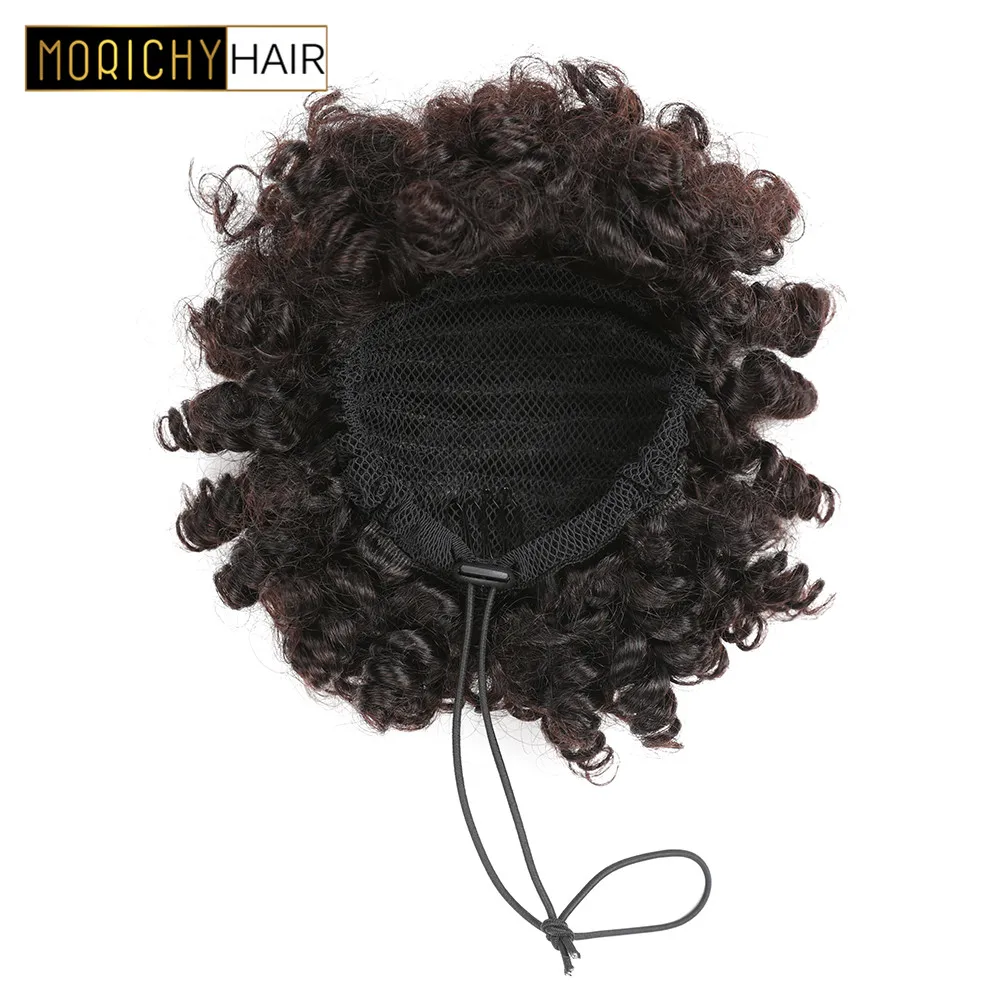

Morichy Chignon Bouncy Curly Human Hair Ponytal Clip-In Hair Extensions Brazilian Remy Hair Natural Color For Black Woman