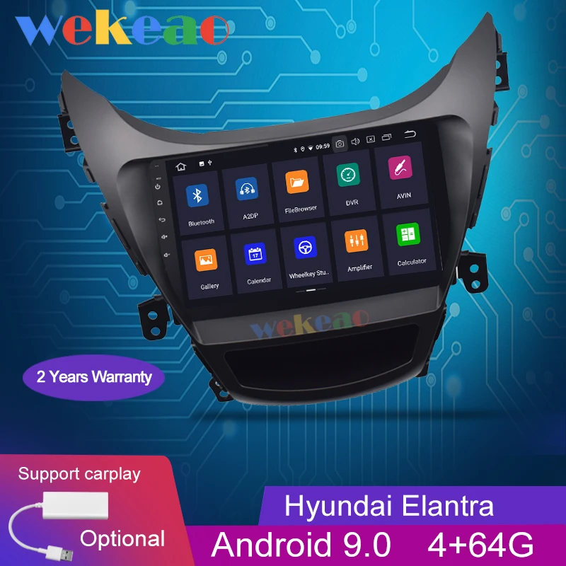 Wekeao сенсорный экран 9 'ɱ Din Android 0 автомобильный радиоприемник для Hyundai Elantra Carplay