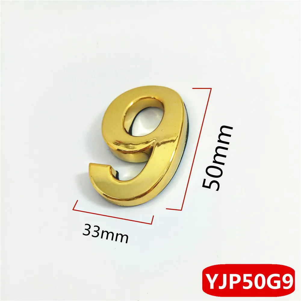 50 мм 0123456789A-Z ABS пластик золотой цвет современная дверь адрес табличка номер дом отель стикер с цифрами табличка знак - Цвет: 9