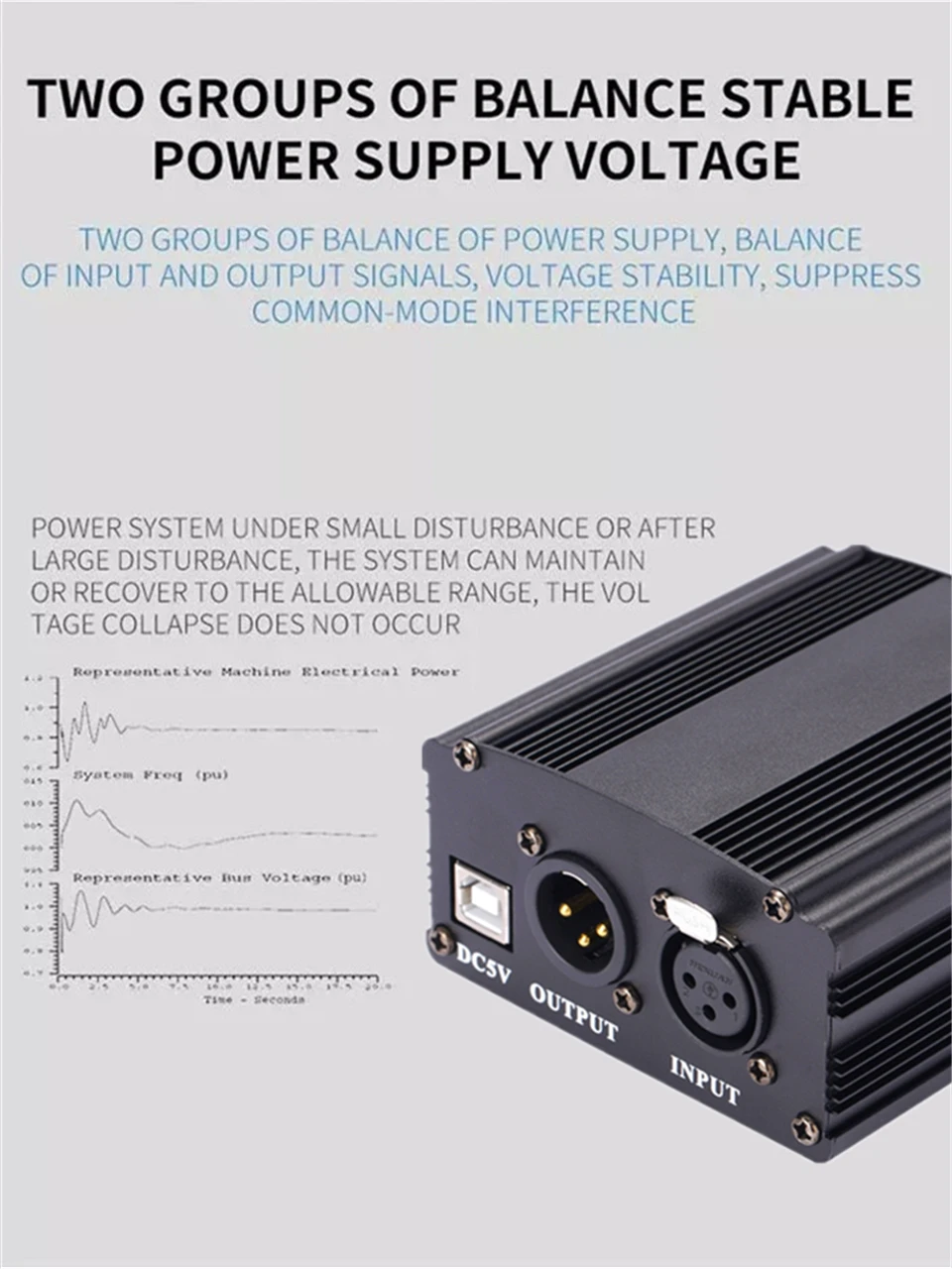 48V Phantom Power Adapter XLR Cable For Condenser Microphone Studio Recording Phantom Power For BM 800 Condenser Mic