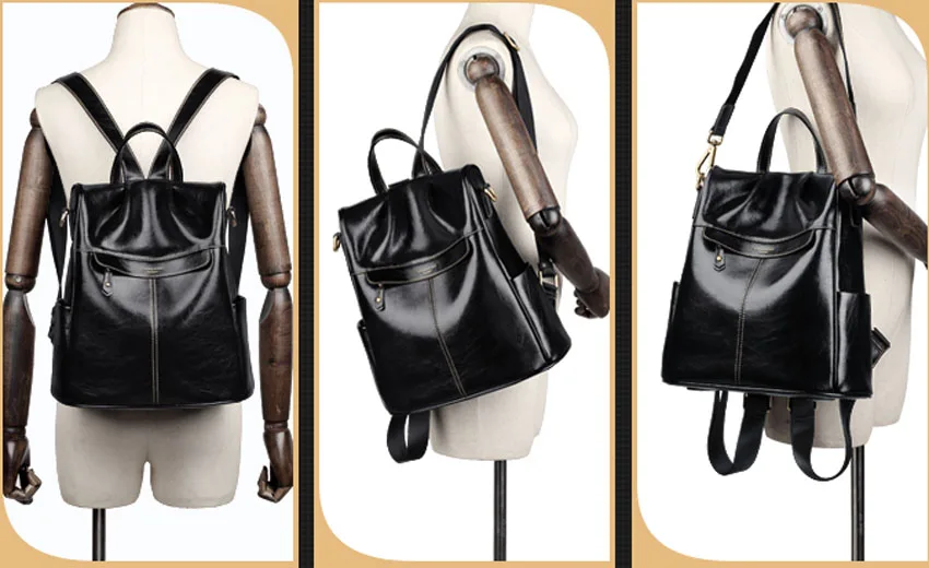 LAOREBTOU 2019 Новый женский кожаный рюкзак, качественный женский рюкзак из воловьей кожи, большой емкости, Модный женский туристический рюкзак