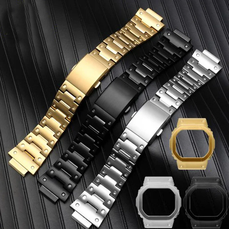 

Solid stainless steel watchband for GW-M5610 DW5600 GW-5000 DW-5030 G-5600 watch band and frame case solid metal bracelet