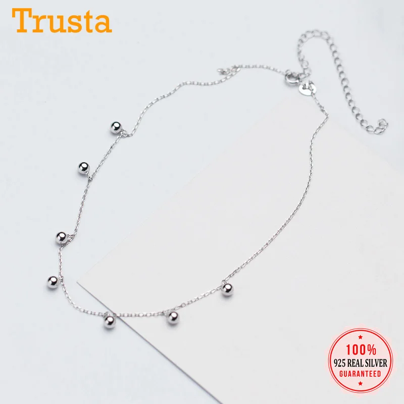 Trustdavis Настоящее серебро 925 пробы Милая кисточка маленькие бусины кулон ожерелье для женщин Свадебные украшения подарок DS2103