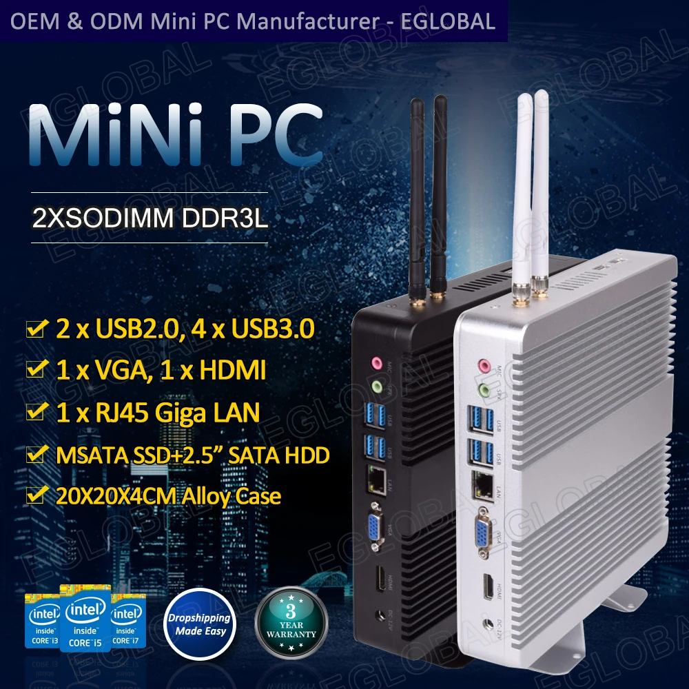 

Cheap windows 10pro mini pc computer Intel core i3/ i5/ i7/celeron desktop computer WIFI HTPC Fanless VESA mount