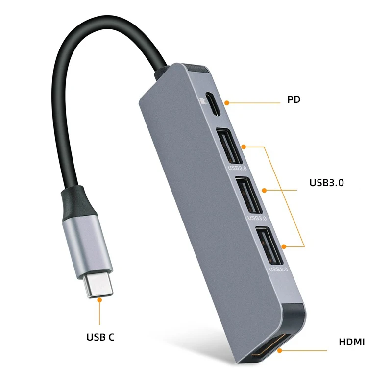 Typt-C type C концентратор USB C USB3.1 концентратор с HDMI 5 в 1 комбинированный концентратор с 2 USB3.0 портами SD TF кардридер USB адаптер