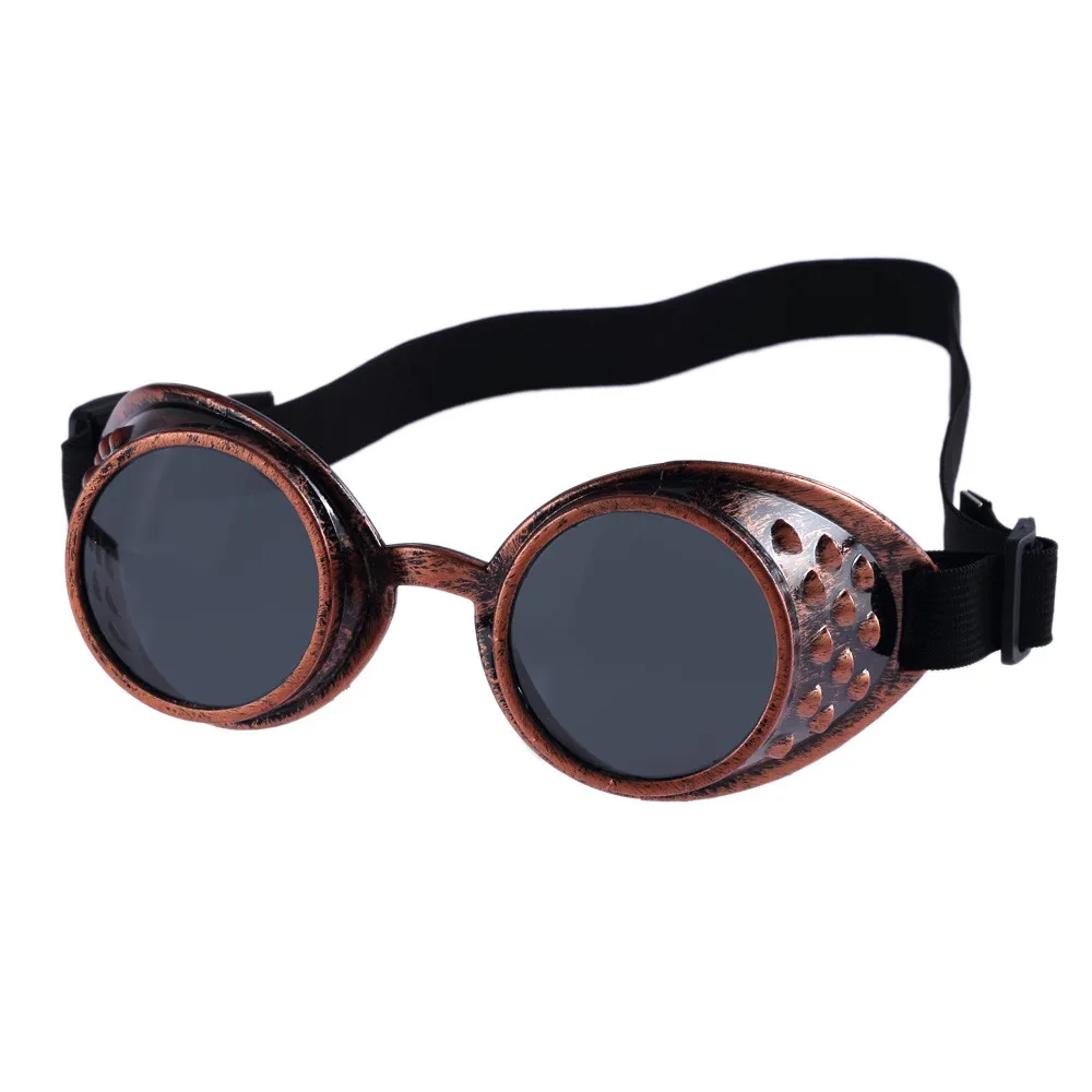 Солнцезащитные очки в винтажном стиле стимпанк очки сварочные панк очки Косплей и брендовый дизайнер#40 - Цвет: Черный