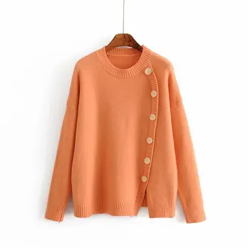 

Hot sale Hui 47-1274 European and American fashion single-breasted split sweater