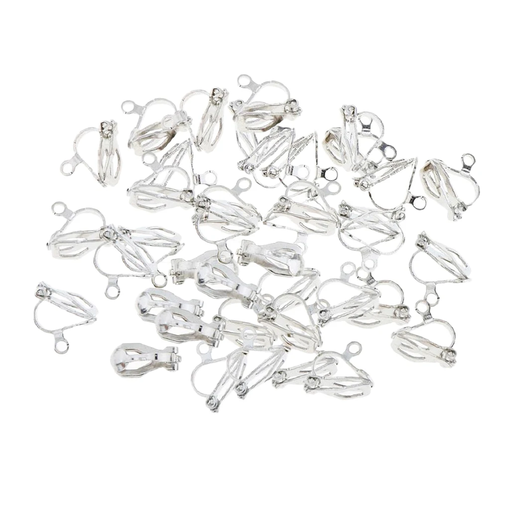 50pcs Silver Earrings Parts Clip On Earrings Findings For Jewelry Accessory