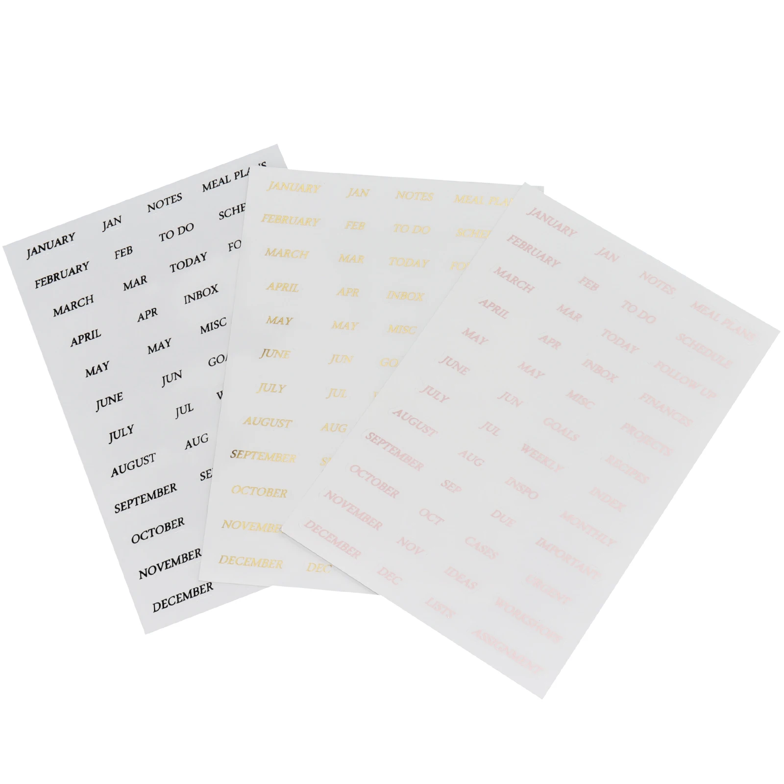 Transparent Nice Premium Month Tab Sticker Gold Clear PET Decorative Foiled Monthly Divider Tab Weekly Planner Stickers