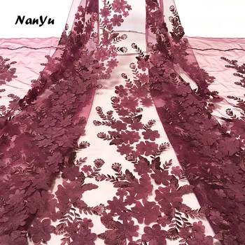 

NanYu Latest Design Beautiful 3D Embroidery Flowered Lace Fabric For Lady