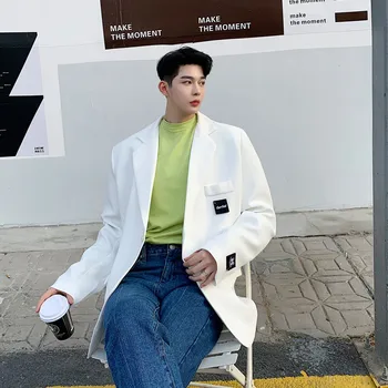 

Spring Autumn Men Vintage College Style Casual White Suit Blazer Jacket Overcoat Male Women Streetwear Suit Coat Outerwear
