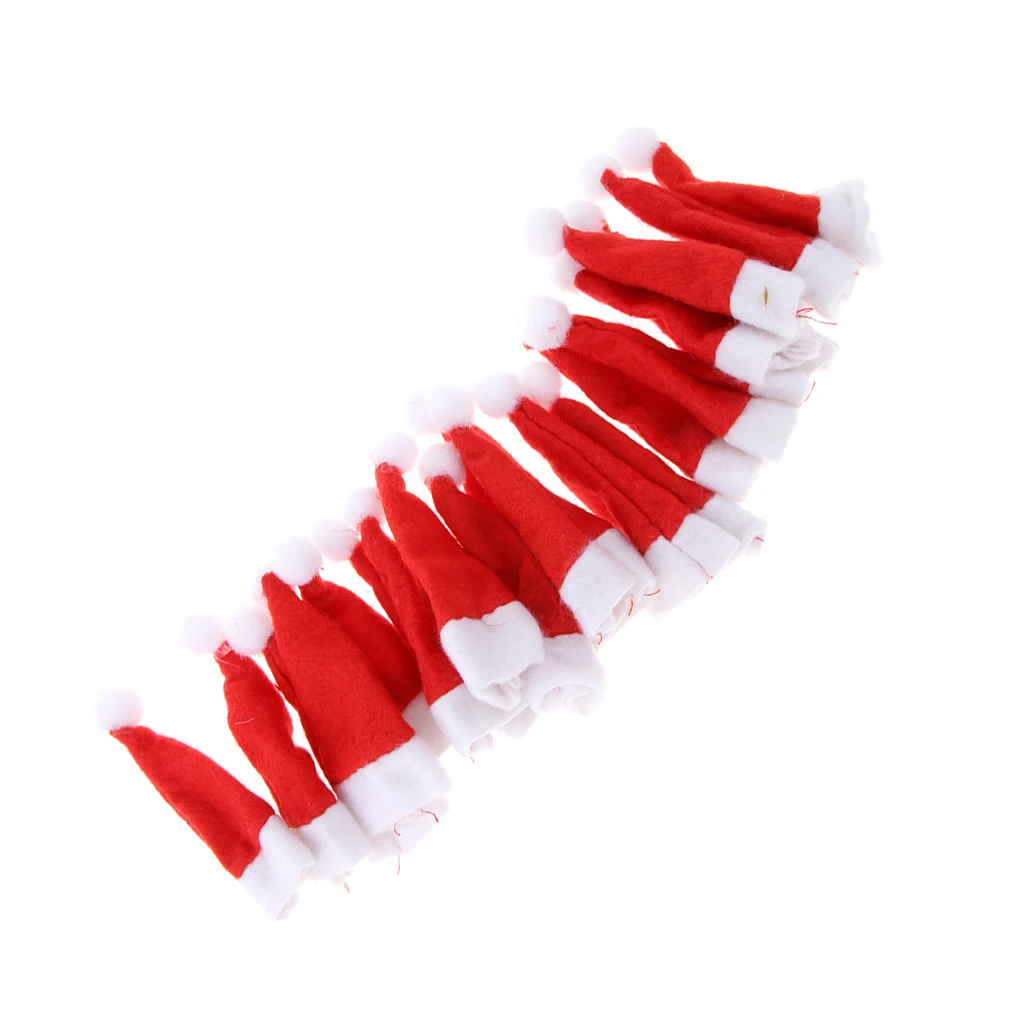 20Pcs Mini Christmas Hat Red Santa Hat DIY Lollipop Candy Cover Hat Christmas Decorations Crafts 8.5 x 3.5 cm