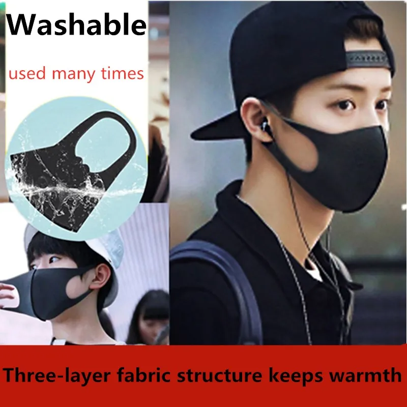 

Pollution Spring Winter3D Mask Anti Air Dust and Smoke Pollution Mask with Elastic Earloop Washable Mask Made For Men Women
