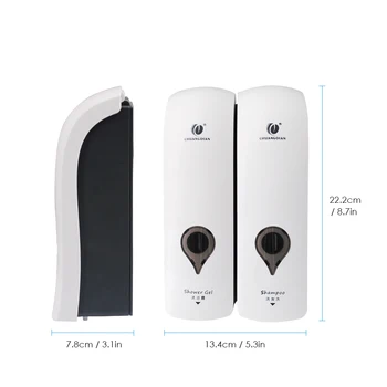 

Wall Mounted Manual Soap Dispenser 300ml*2 Double-Head Shower Gel Liquid Dispenser for Hotel Home Bathroom Soap Dispenser Pump