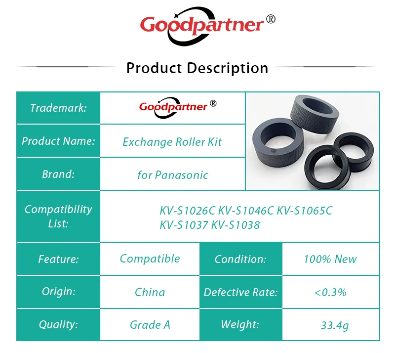 1X KV-SS058 Exchange Roller Kit Tire for PANASONIC KV-S1026C KV-S1046C KV-S1065C KV-S1037 KV-S1038