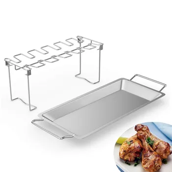 

Kitchen Chicken Barbecue Holder Rack Grill Stand Roasting Tool For BBQ Non Stick Stainless Steel