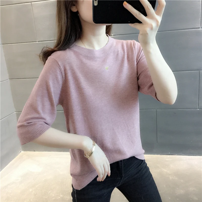 

Room 208941 in row 6 7 】 make pure color round collar short sleeve turtleneck sweater [2001] 32