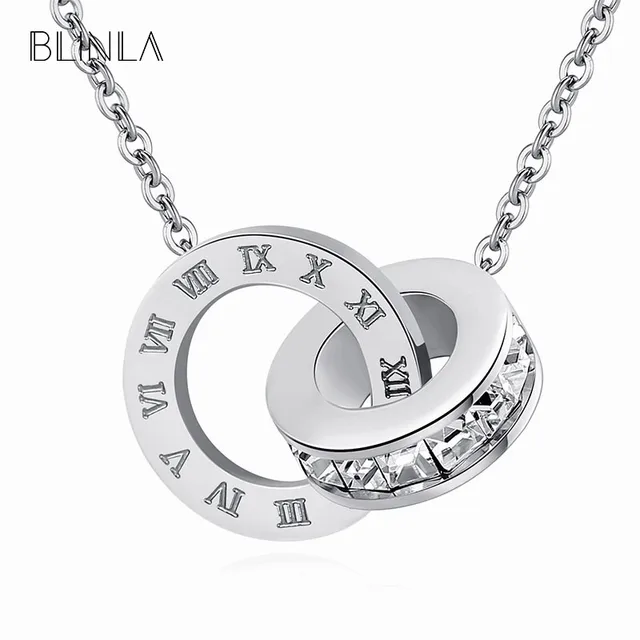 BLINLA Fashion New Stainless Steel Acrylic Crystal Stud Earrings for Women Jewelry Vintage Roman Numerals Smmaallye Earring 2021 Necklace 1
