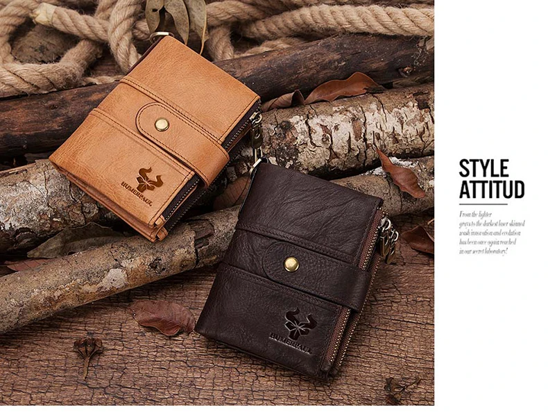HUMERPAUL New Arrival Genuine Cow Leather Fashion Men Walet RFID High Quality Coins Purse Small Brands Design Male Bag