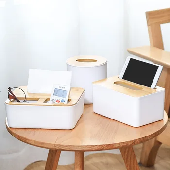 

Multi-Purpose Tissue Box Roll Paper Tube Home Creative Plastic Storage Box Living Room Napkin Storage Box Tray