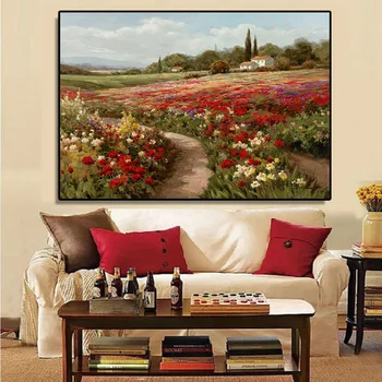 

Claude Monet Poplars Poppy Fields Landscape on Canvas Oil Painting Posters and Prints Cuadros Wall Art Picture for Home Decor