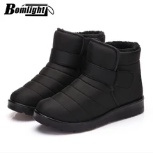 Bomlight/Новинка; модные мужские ботинки; высококачественные водонепроницаемые Зимние ботильоны; теплая меховая плюшевая зимняя обувь на застежке-липучке; большие размеры