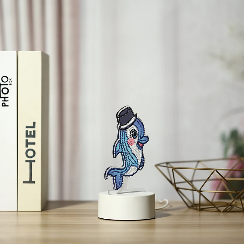 DIY Dolphin светодиодная Алмазная картина вышивка крестиком полная дрель специальная