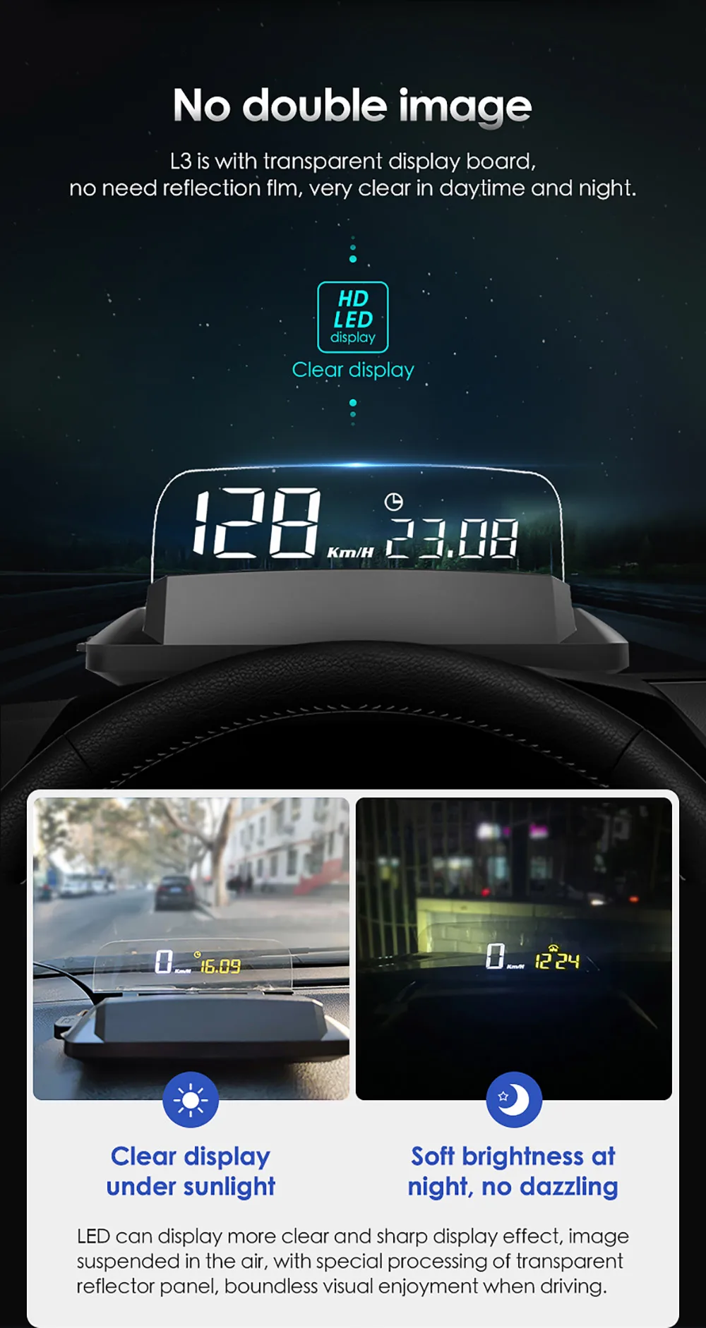 HUD Mirror L3 Car Head up display Digital Speedometer (2)