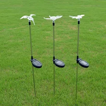 3 установленный в виде бабочки на солнечной батарее в вертикальном положении трубки лампы Двор украшение Стрекоза Колибри светильник лужайки Цвет Фул Цвет изменение газон ла