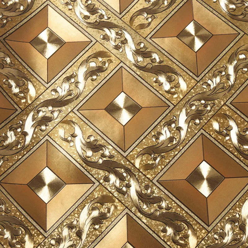 

Thick Rhombus Grid KTV Gold Foil Wallpaper Bar Wall Entertainment Clubhouse Ceiling Square Reflective Wallpaper