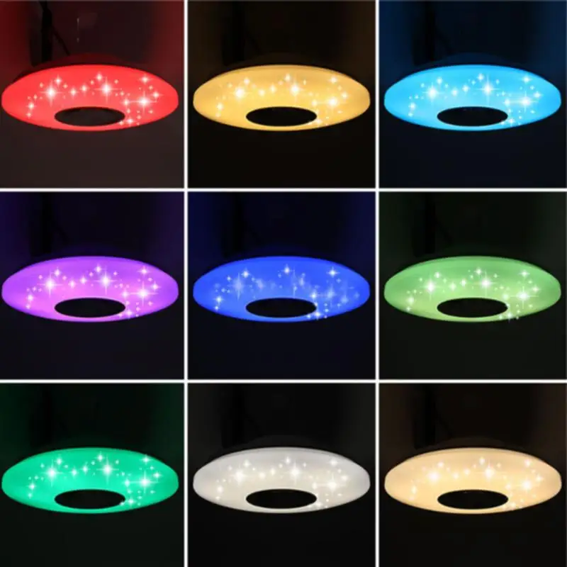 Умная Музыка Светодиодный потолочный светильник RGB с регулируемой яркостью приложение дистанционное управление современный Bluetooth свет спальня потолочные светильники лампа 36 Вт 60 Вт