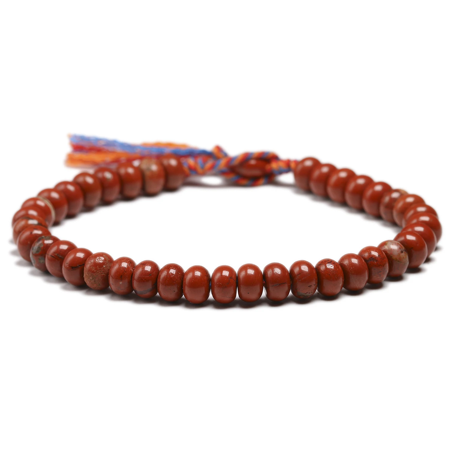 Натуральный Красный Jasperr 6*4 мм бусины простой браслет для женщин и мужчин Шарм тибетский буддийский ручной работы счастливые узлы браслет с кисточками