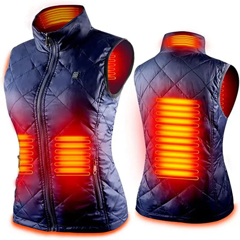 Women Heating vest Autumn and winter Cotton Vest USB Infrared Electric Heating Vest Women Flexible Thermal Winter Warm Jacket black down jacket